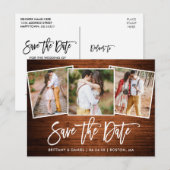 ブラシモダンスクリプトウッド日付3写真を保存 ポストカード (正面/裏面)