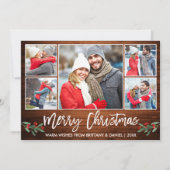 ブラシモダンスクリプトウッド5フォトメリークリスマス シーズンカード (正面)