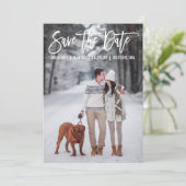 ブラシモダンスクリプトカップルの写真の日付を保存 セーブザデート (スタンド正面)