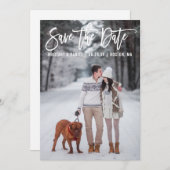 ブラシモダンスクリプトカップルの写真の日付を保存 セーブザデート (正面/裏面)