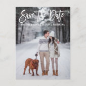 ブラシモダンスクリプトカップルの写真の日付を保存 ポストカード (正面)