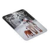 ブラシモダンスクリプトカップルの写真の日付を保存 マグネット (右側)