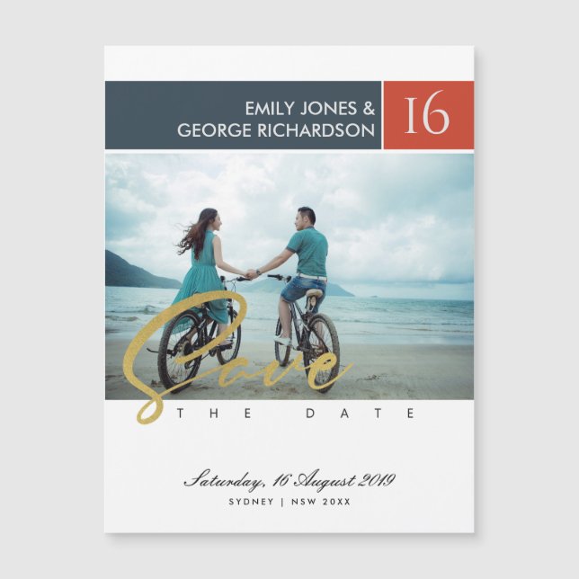 ブラシモダンスクリプトカップル写真日付を保存 (正面)