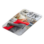 ブラシモダンスクリプトカップル写真B日付を保存 マグネット (左側)