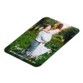 ブラシモダンスクリプトカップル救写真日付 マグネット (左側)