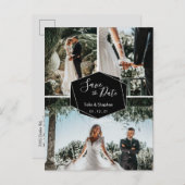 ブラシモダンスクリプトカップル3写真救Our Date 案内ポストカード (正面/裏面)