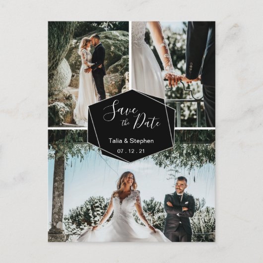 ブラシモダンスクリプトカップル3写真救Our Date 案内ポストカード (正面)