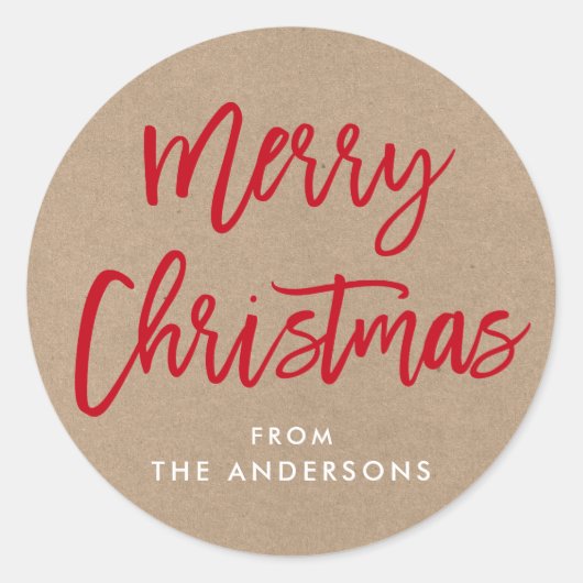 ブラシモダンスクリプトクリスマスクラフトギフトシール ラウンドシール (正面)