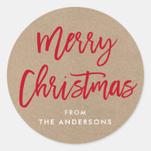 ブラシモダンスクリプトクリスマスクラフトギフトシール