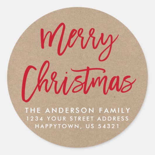 ブラシモダンスクリプトクリスマスクラフト封筒用シール ラウンドシール (正面)