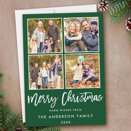 ブラシモダンスクリプトクリスマスグリーン4写真 シーズンカード