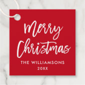ブラシモダンスクリプトクリスマススタースクエアレッド フェイバータグ (正面)