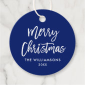 ブラシモダンスクリプトクリスマススターブルー フェイバータグ (正面)