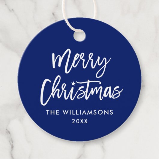 ブラシモダンスクリプトクリスマススターブルー フェイバータグ (正面)