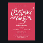 ブラシモダンスクリプトクリスマスホリデーパーティレッド 招待状<br><div class="desc">この休日素晴らしのクリスマスのパーティの招待状でスタイリッシュは、この休暇のシーズンにモダン声明を作るブラシのスクリプトと手描き葉。特別なtouchのダイカット形状またはテクスチャ紙を選択このデザインで更に多くの作品のために私たちのオンラインストアを買う！</div>