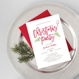 ブラシモダンスクリプトクリスマスホリデーパーティー 招待状