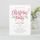 ブラシモダンスクリプトクリスマスホリデーパーティー 招待状 (スタンド正面)