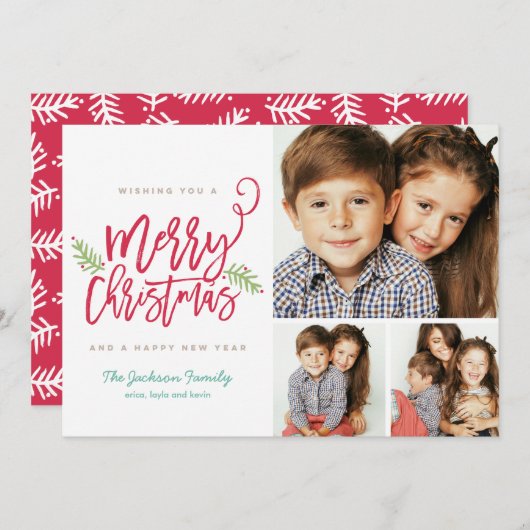 ブラシモダンスクリプトクリスマスホリデー3 – 写真 シーズンカード (正面/裏面)