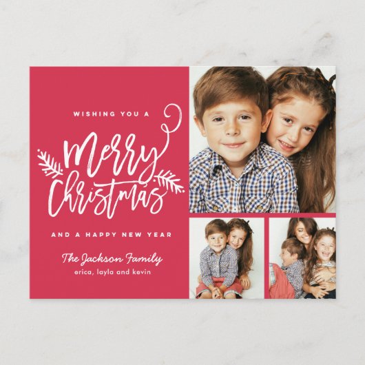 ブラシモダンスクリプトクリスマスホリデー3 – 写真 シーズンポストカード (正面)