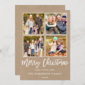 ブラシモダンスクリプトクリスマス4フォトクラフト シーズンカード (正面/裏面)