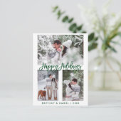 ブラシモダンスクリプトグリーンハッピーホリデー3写真 ポストカード (スタンド正面)