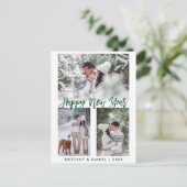 ブラシモダンスクリプトグリーン新年おめでとう3写真 ポストカード (スタンド正面)