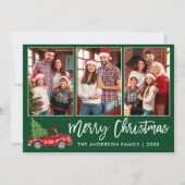 ブラシモダンスクリプトグリーン3フォトクリスマストラック シーズンカード (正面)