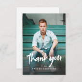 ブラシモダンスクリプトシンプル写真卒業 サンキューカード (正面/裏面)