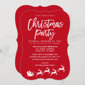 ブラシモダンスクリプトスターサンタクリスマスパーティー 招待状 (正面/裏面)