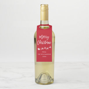 ブラシモダンスクリプトスターサンタメリークリスマス ボトルネックタグ