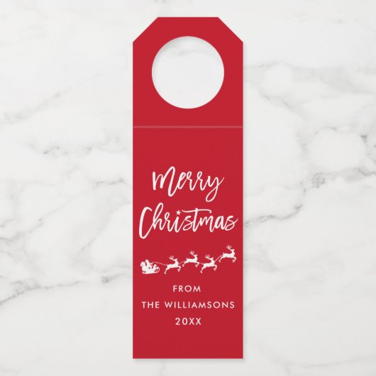 ブラシモダンスクリプトスターサンタメリークリスマス ボトルネックタグ (正面)