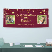 ブラシモダンスクリプトスターズMaroonと金ゴールド写真 横断幕 (トレードショー)