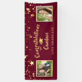 ブラシモダンスクリプトスターズMaroonと金ゴールド写真 横断幕 (縦)