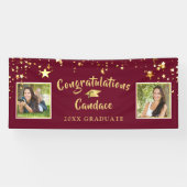 ブラシモダンスクリプトスターズMaroonと金ゴールド写真 横断幕 (横)