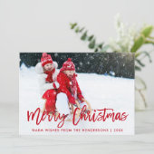 ブラシモダンスクリプトスターフォトクリスマスレッド シーズンカード (スタンド正面)