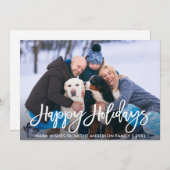 ブラシモダンスクリプトハッピーホリデーズファミリーフォト シーズンカード (正面/裏面)