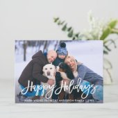 ブラシモダンスクリプトハッピーホリデーズファミリーフォト シーズンカード (スタンド正面)