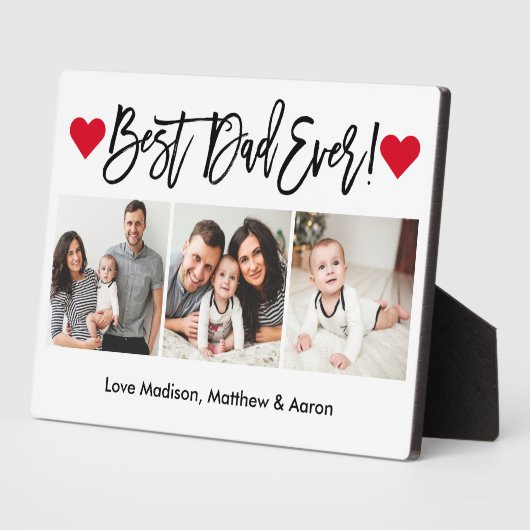 ブラシモダンスクリプトハート3最高の写真パパEver フォトプラーク (側面)
