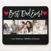 ブラシモダンスクリプトハート3枚の写真最高のパパEver マウスパッド (正面)