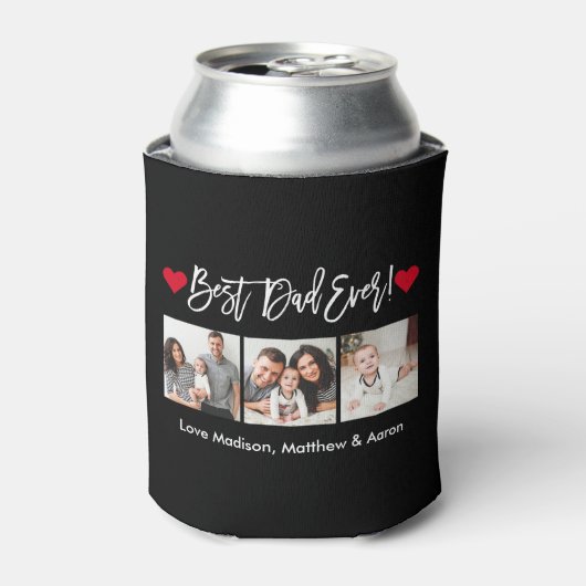 ブラシモダンスクリプトハート3枚の写真最高のパパEver 缶クーラー (缶正面)