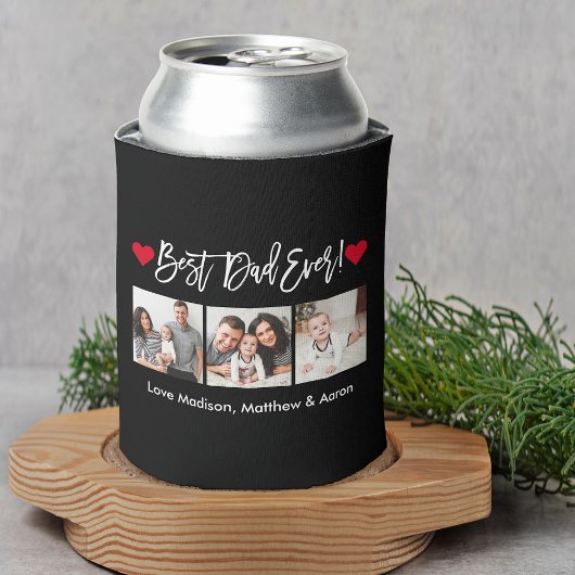 ブラシモダンスクリプトハート3枚の写真最高のパパEver 缶クーラー