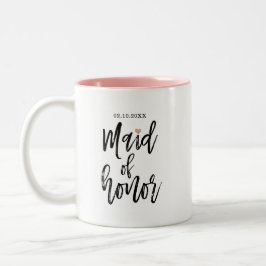 ブラシモダンスクリプトバラ金ゴールドハートメイド・オブ・オーナー（花嫁付き添い人） ツートーンマグカップ