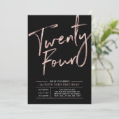 ブラシモダンスクリプトバラ金ゴールド24th誕生日パーティー 招待状 (スタンド正面)