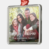 ブラシモダンスクリプトファミリーフォトクリスマスsq メタルオーナメント (左)