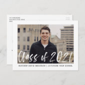 ブラシモダンスクリプトフォトバーチャル卒業パーティー インビテーションポストカード (正面/裏面)