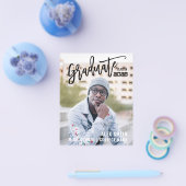 ブラシモダンスクリプトフルフォト卒業のお知らせ チラシ (シングル)