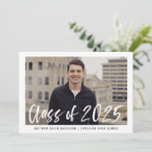 ブラシモダンスクリプトフレーム写真卒業パーティー 招待状 (スタンド正面)