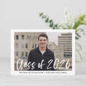 ブラシモダンスクリプトフレーム写真卒業パーティー 招待状 (スタンド正面)