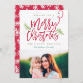 ブラシモダンスクリプトブライトクリスマスホリデーフォト シーズンカード (正面/裏面)