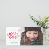 ブラシモダンスクリプトブライトクリスマスホリデーフォト シーズンカード (スタンド正面)